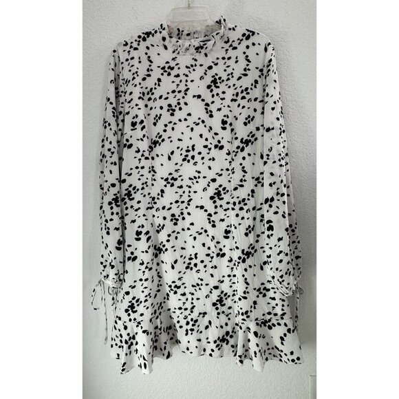 Missguided Womens Sheath Mini Dress Sz. 14‎ Black & White Ruffles Summer Party - Picture 1 of 8